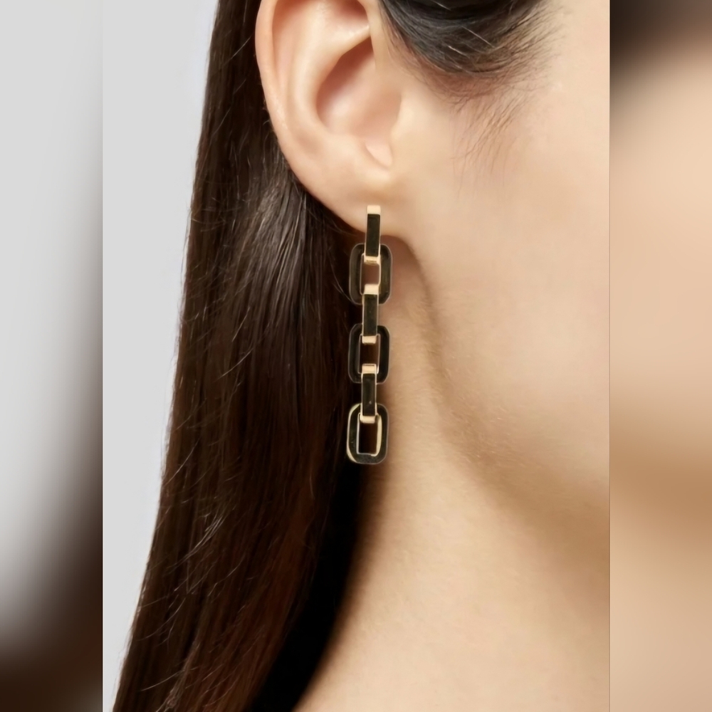 Eddie Borgo 12K Plated Fold Chain Link Earring Stud